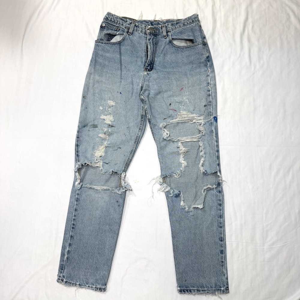 Ralph Lauren Jeans Women's W12 x31 Blue Denim Ripped Straight Leg distressed